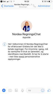 Nordea betaling via Facebook messenger 1