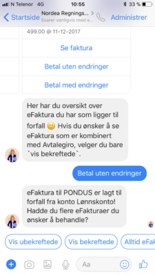 Nordea betaling via Facebook messenger 7