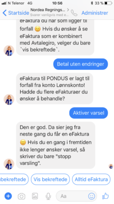 Nordea betaling via Facebook messenger 8